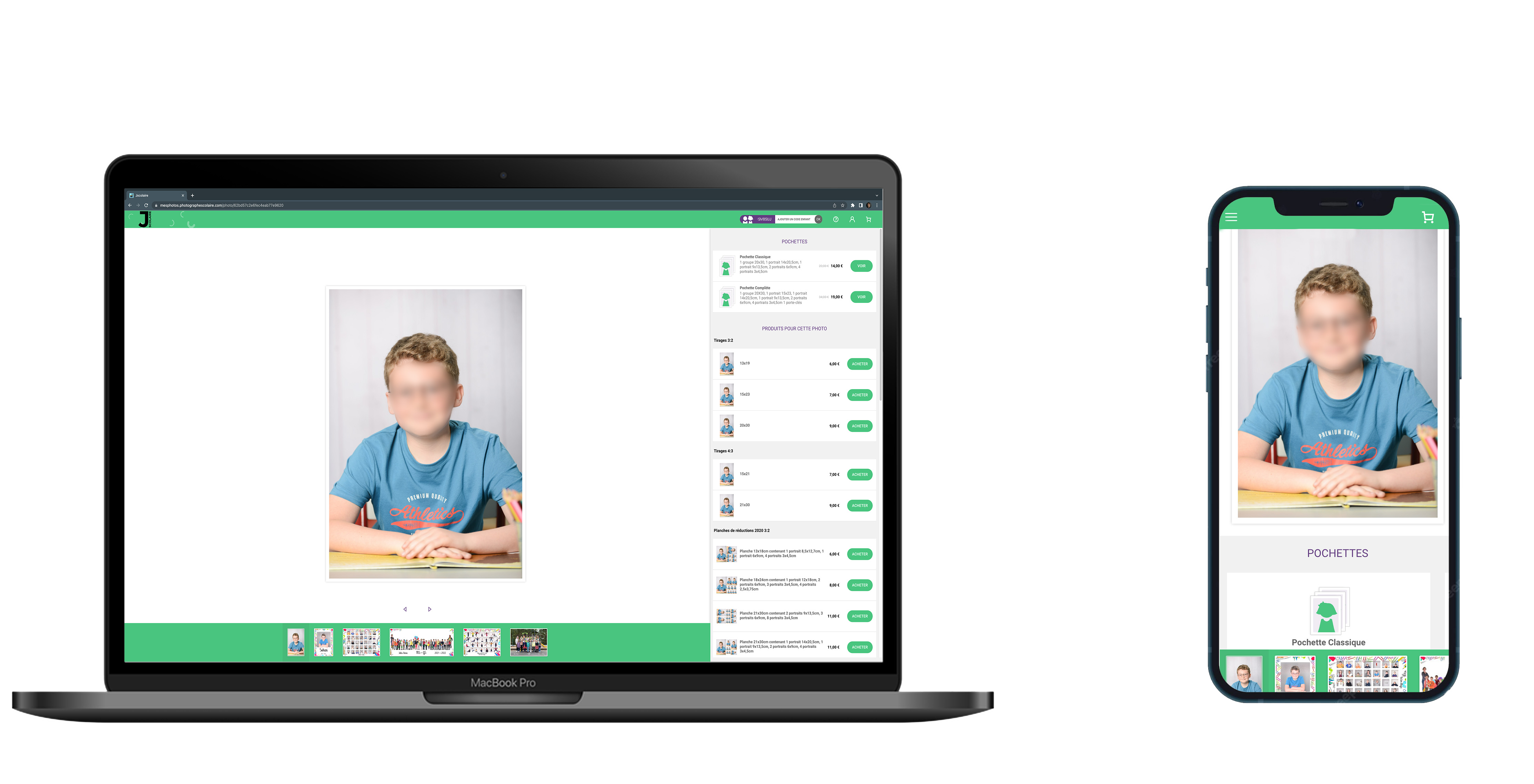 Commandes en ligne photos de classe